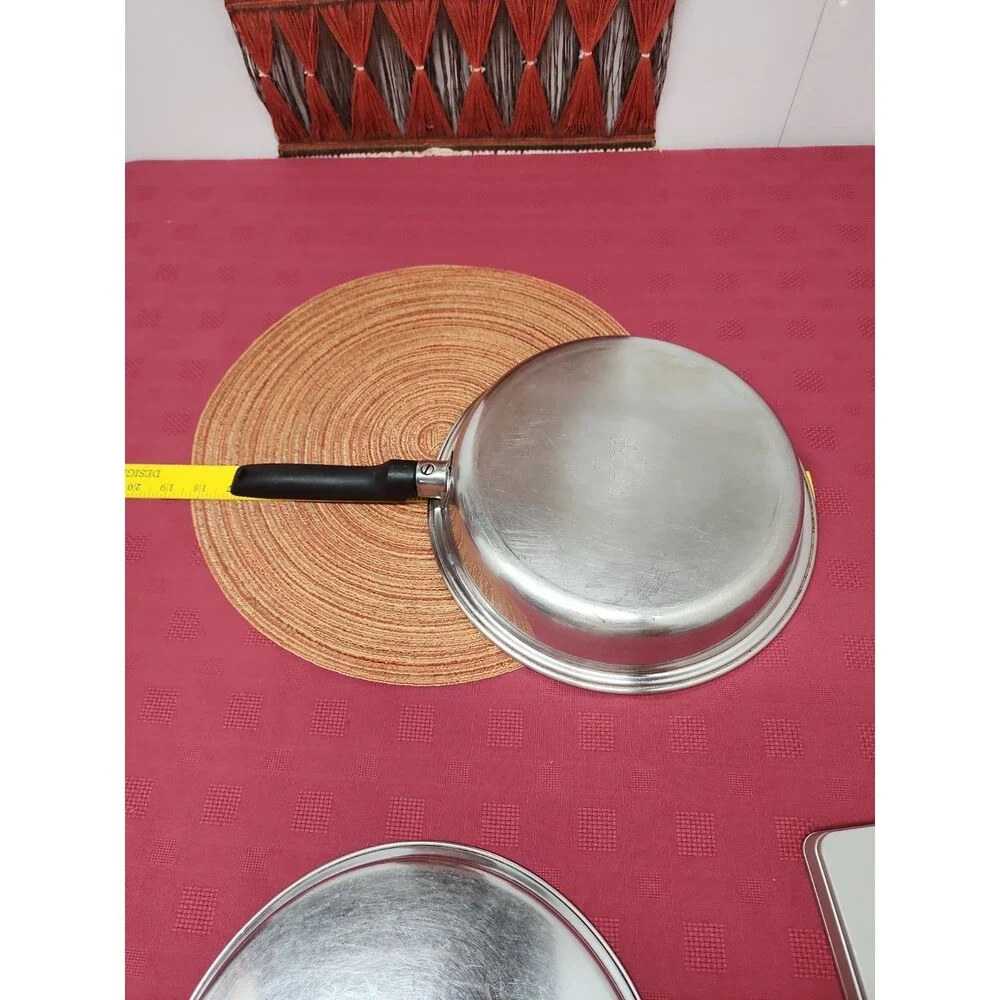 Vintage Ecko Flint Stainless Sterl 11 Inch Frying Pan W Radiant Heat Core 1950s